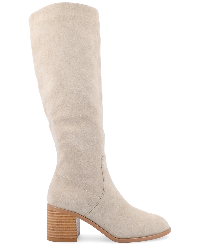 Journee Collection Women's Romilly Wide Width Calf Round Toe Block Heel Knee High Boots