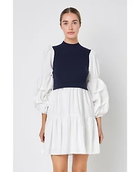 English Factory Women's Mixed Media Mini Dress