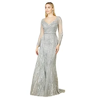 Lara Women's Asymmetrical Skirt Overlay Dress with Long Sleeves