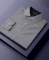 Tom Baine Men's Performance Stretch Mini Plaid Button Down Dress Shirt
