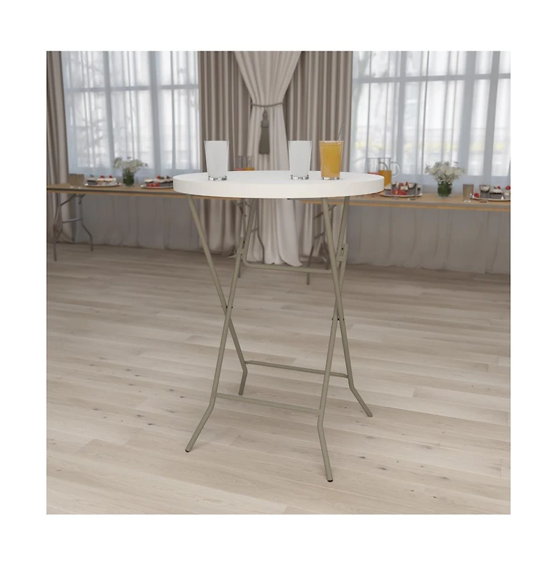 Emma+Oliver 2.63-Foot Round Plastic Bar Height Folding Table