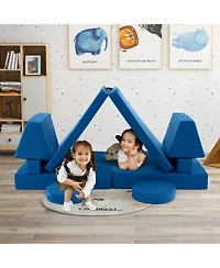 Costway Kids Play Sofa Set Modular Convertible Foam Folding Couch Toddler Playset