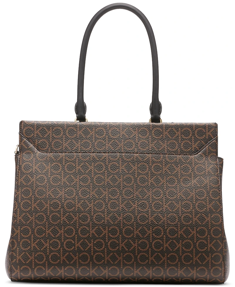 Calvin Klein Becky Signature Triple Compartment Turnlock Convertible Tote