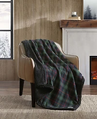 Eddie Bauer Mountain Pine Tartan Cotton Yarn Dye Reversible Flannel Throw, 60" x 50"
