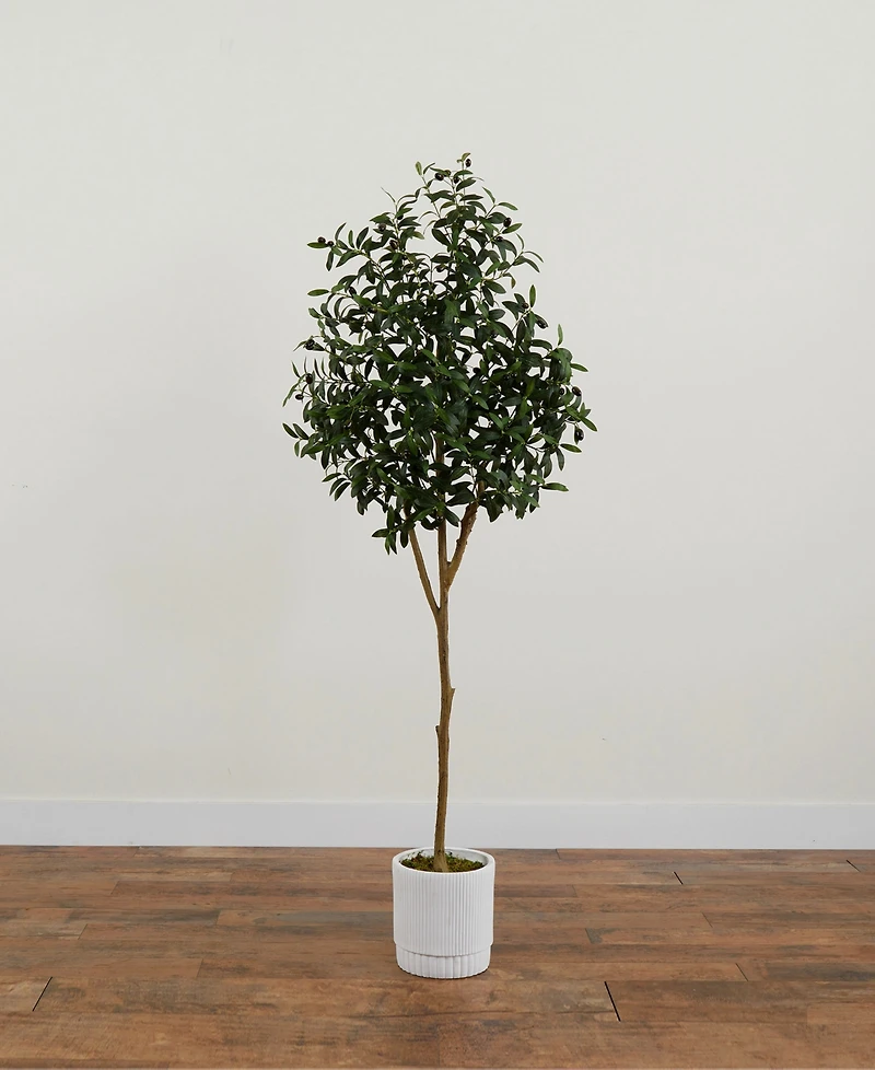 Nearly Natural 72" Artificial Olive Tree with Decorative Planter