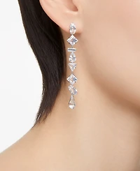Swarovski Rhodium-Plated Mixed Crystal Linear Drop Earrings