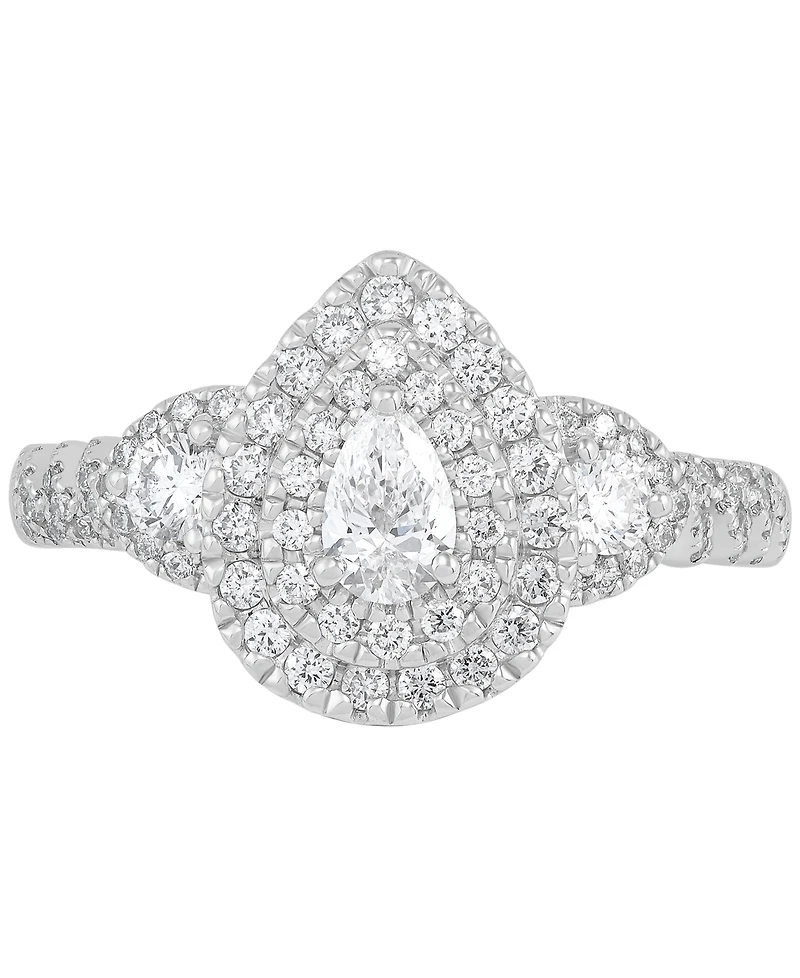 Diamond Pear-Cut Halo Engagement Ring (1 ct. t.w.) in 14k White Gold