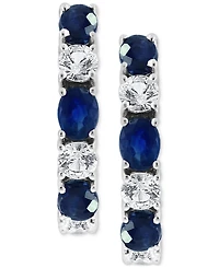 Effy Emerald (3/4 ct. t.w.) & White Sapphire (3/4 ct. t.w.) Small Hoop Earrings in 14k White Gold, 0.75" (Also available in Sapphire)