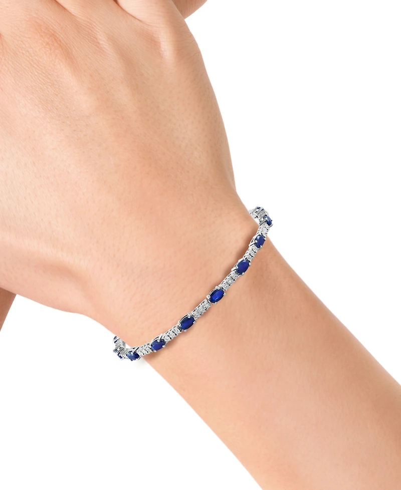Effy Sapphire (3-1/20 ct. t.w.) & Diamond (1/5 ct. t.w.) Tennis Bracelet in Sterling Silver