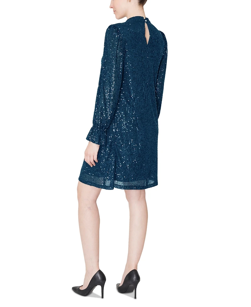 julia jordan Sequin Mock-Neck Sheath Dress