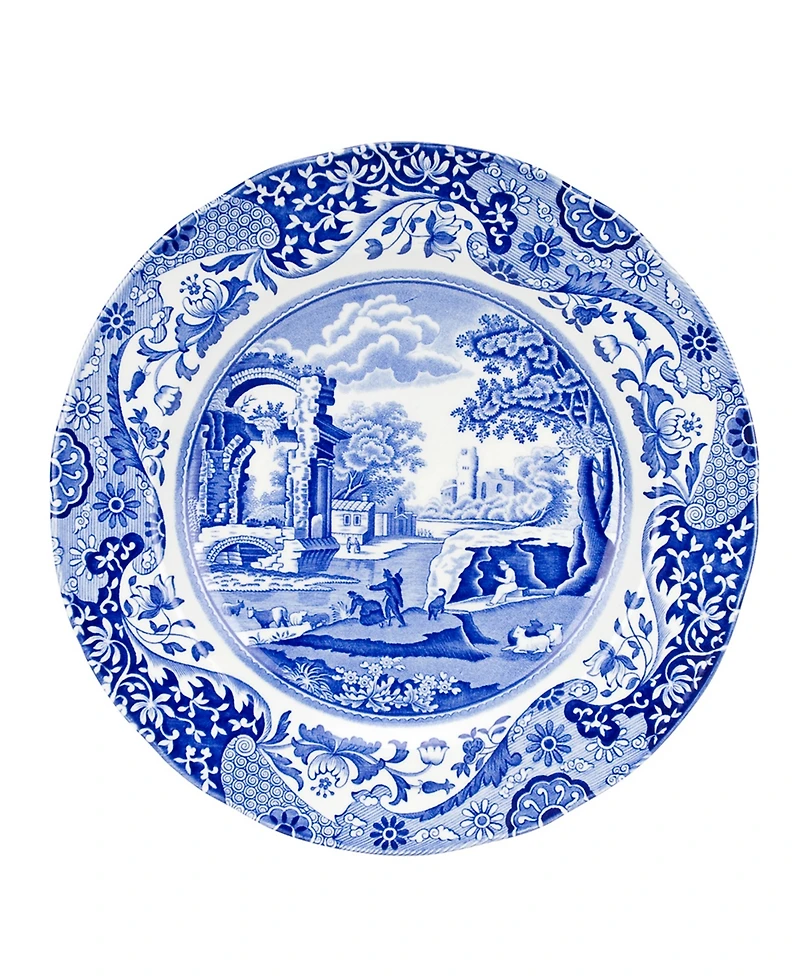 Spode Blue Italian Dinner Plates, Set of 8