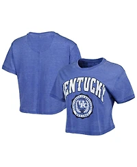 Women's Pressbox Royal Distressed Kentucky Wildcats Edith Vintage--Like Burnout Crop T-shirt