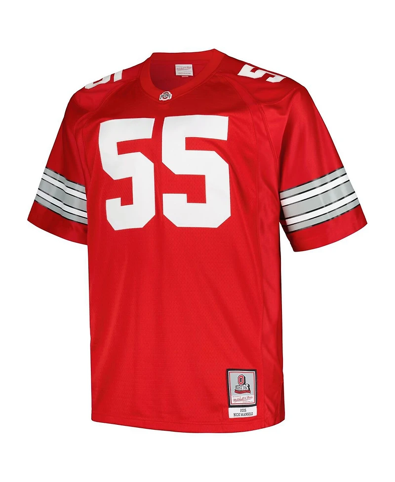 Men's Mitchell & Ness Nick Mangold Scarlet Ohio State Buckeyes Big and Tall Legacy Jersey