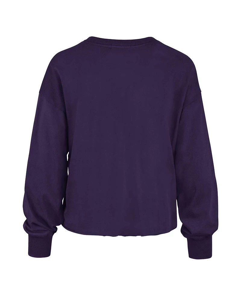 Women's '47 Brand Purple Distressed Lsu Tigers Bottom Line Parkway Long Sleeve T-shirt