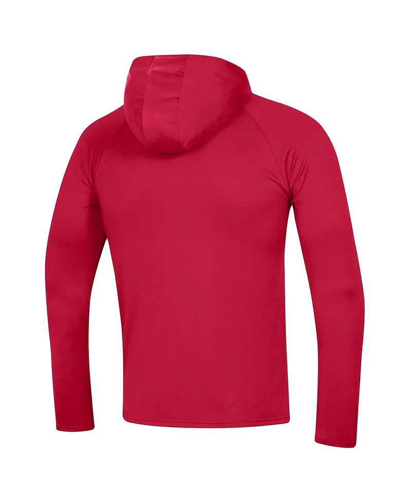 Men's Under Armour Red Maryland Terrapins 2023 Sideline Tech Hooded Raglan Long Sleeve T-shirt