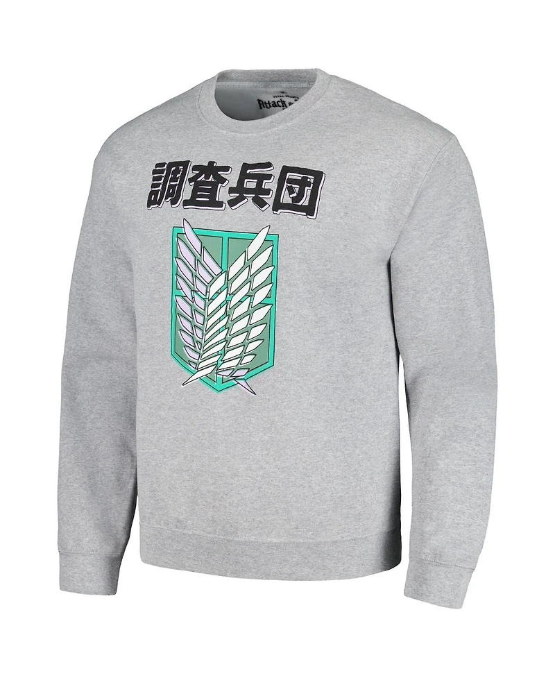 Men's and Women's Ripple Junction Heather Gray Attack on Titan Graphic Fleece Sweatshirt