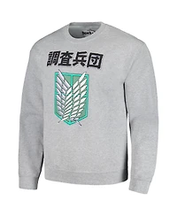 Men's and Women's Ripple Junction Heather Gray Attack on Titan Graphic Fleece Sweatshirt