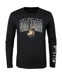 Preschool Boys and Girls Black, Gold Army Black Knights Fan Wave Short and Long Sleeve T-shirt Combo Pack