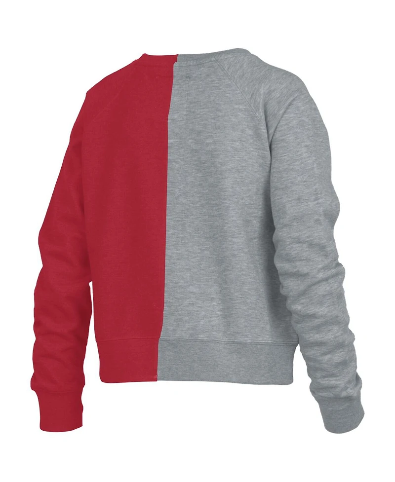 Women's Pressbox Heather Gray Wisconsin Badgers Half and Raglan Pullover Sweatshirt