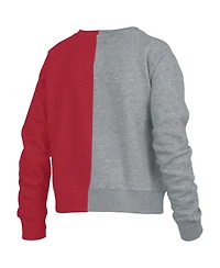 Women's Pressbox Heather Gray Wisconsin Badgers Half and Raglan Pullover Sweatshirt