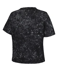 Women's Black Distressed Michigan State Spartans Vintage-Like Wash Milky Silk Cropped T-shirt