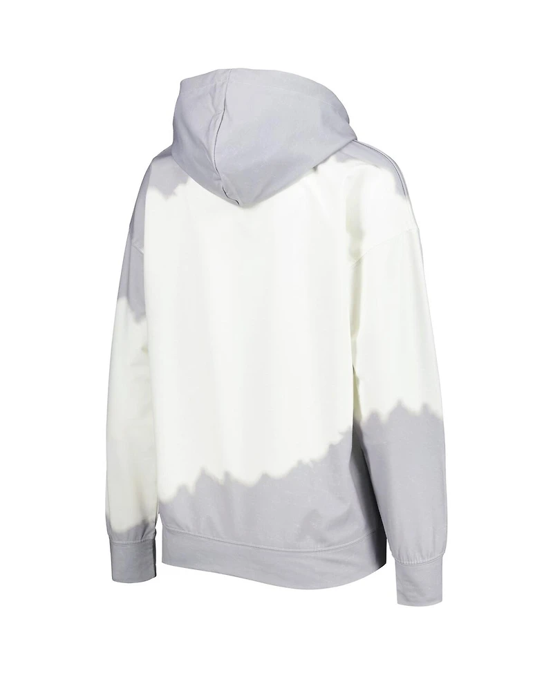 Women's Gameday Couture White, Gray Distressed Texas A&M Aggies For the Fun Double Dip-Dyed Pullover Hoodie