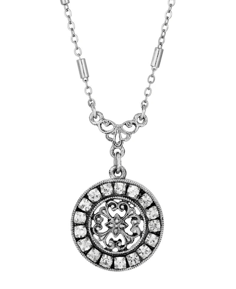 2028 Crystal Round Pendant Necklace