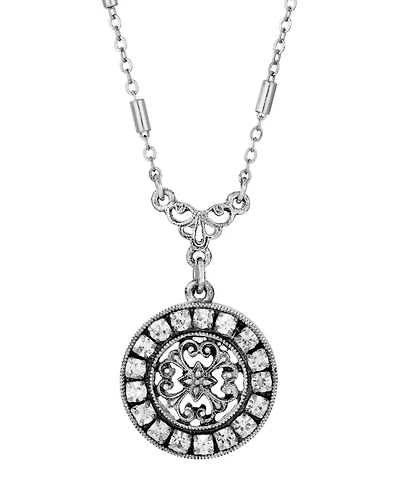 2028 Crystal Round Pendant Necklace