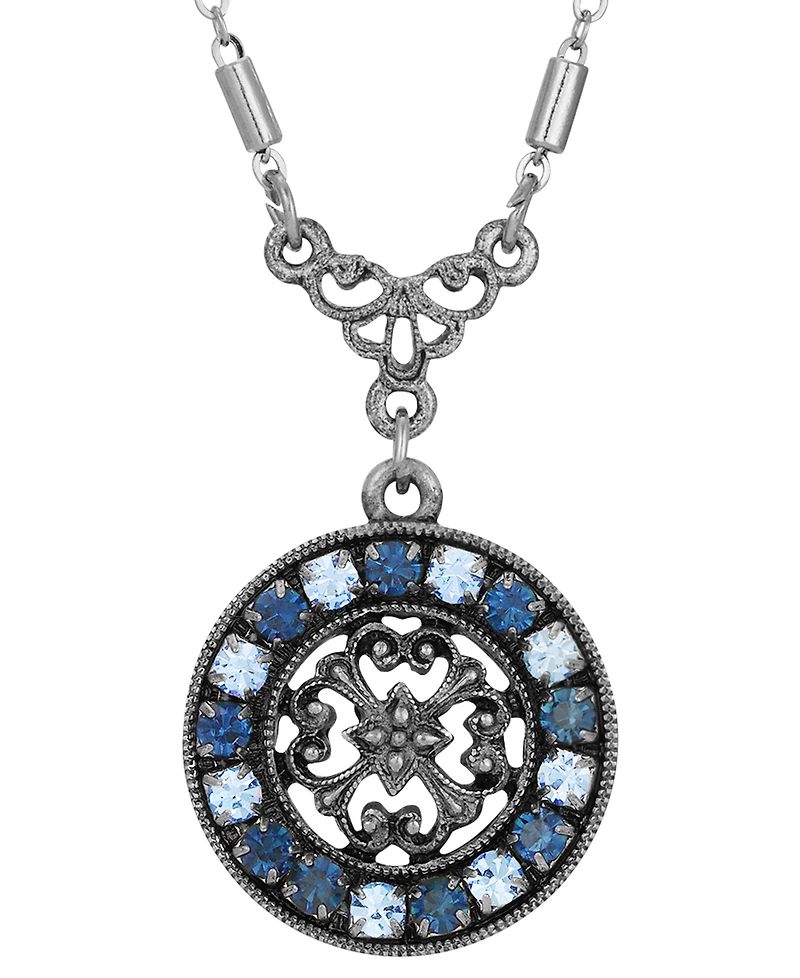 2028 Crystal Round Pendant Necklace