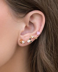 Girls Crew 18k Gold-Plated 4-Pc. Set Mixed Crystal Forever Love Single Stud Earrings