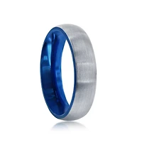 Blue & Silver 6mm Tungsten Ring