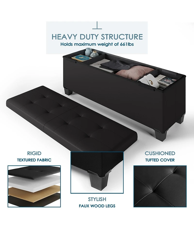 Nestl Inch Ottoman Storage Bench with Bins