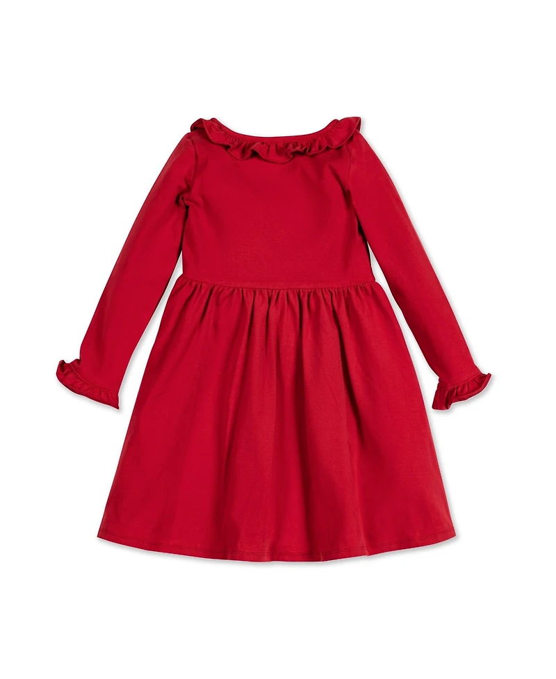 Hope & Henry Toddler Girls Long Sleeve Ruffle Trim Knit Dress