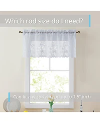 Hlc.me Joyce Lace Sheer Kitchen Curtain Valance Topper - Rod Pocket for Small Windows, Bathroom & Kitchen