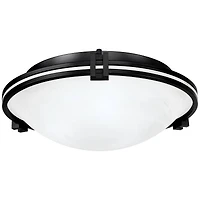 Possini Euro Design Deco Modern Close To Ceiling Light Flush Mount Fixture 16 3/4" Wide Oil Rubbed Bronze Marbleized Glass Bowl Shade for Bedroom Hall