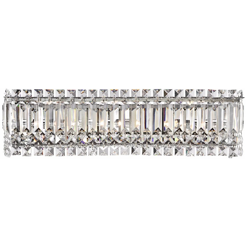 Possini Euro Design Crystal Columns Modern Wall Light Chrome 23" Light Bar Fixture for Bedroom Bathroom Vanity Reading Living Room Hallway House