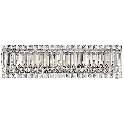 Possini Euro Design Crystal Columns Modern Wall Light Chrome 23" Light Bar Fixture for Bedroom Bathroom Vanity Reading Living Room Hallway House
