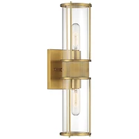 Possini Euro Design Miranda Modern Wall Light Sconce Warm Brass Hardwire 4 1/2" 2-Light Fixture Clear Glass Shade for Bedroom Bathroom Vanity Rea