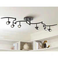 Pro Track Heavy Duty Axel 6-Head Led Ceiling Track Light Fixture Kit Spot Light GU10 Black Metal Farmhouse Rustic Kitchen 72" Wide