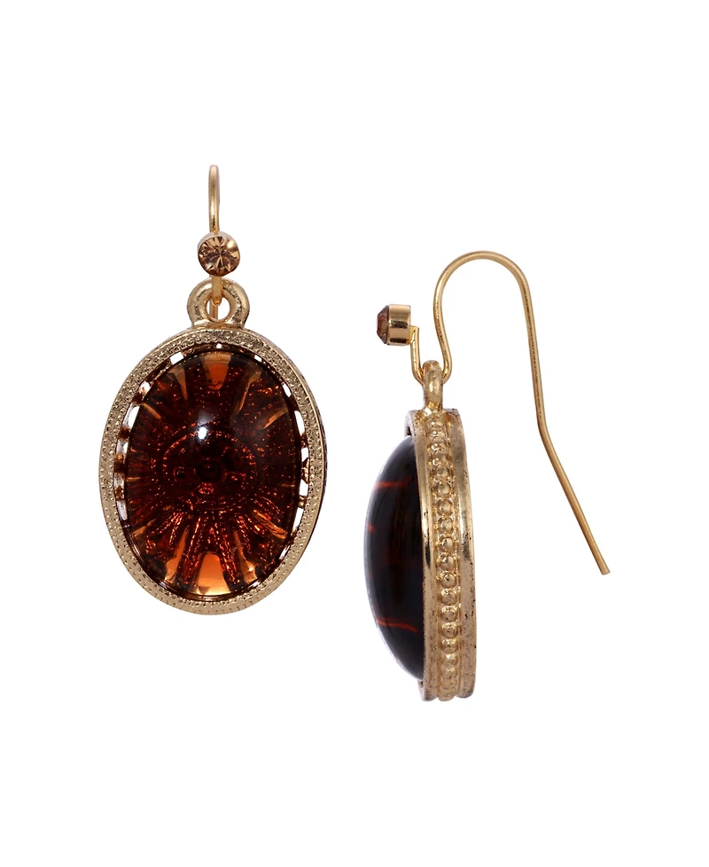 2028 Glass Oval Drop Earrings