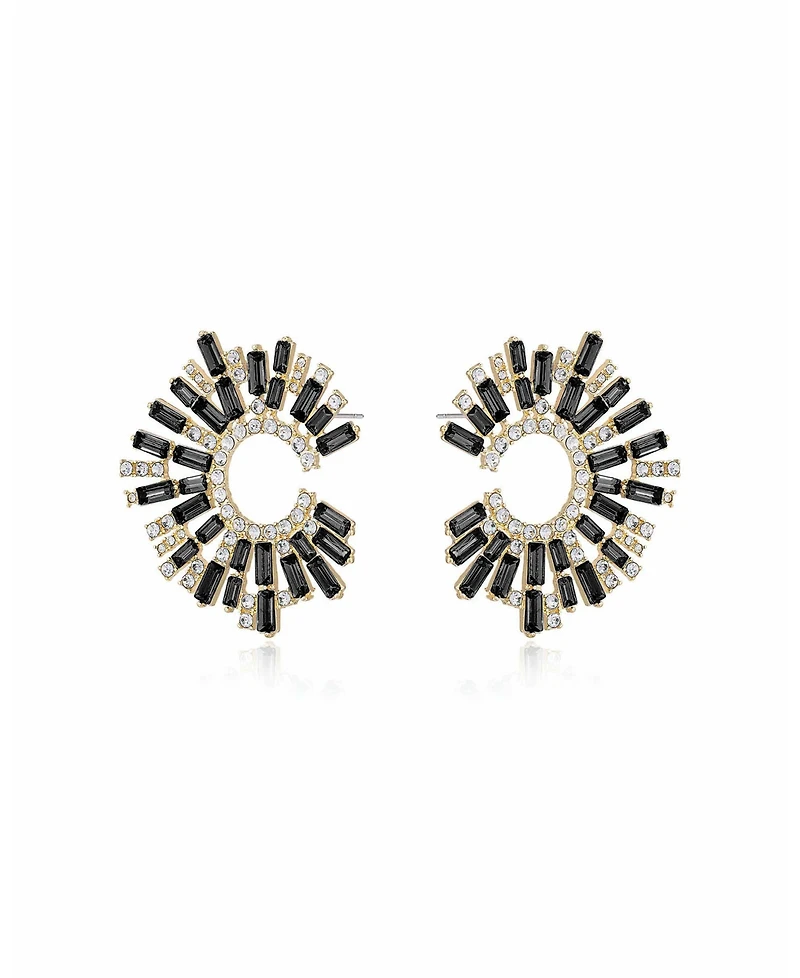 Ettika Opulent Crystal Stardust 18K Gold Plated Open Circle Earrings