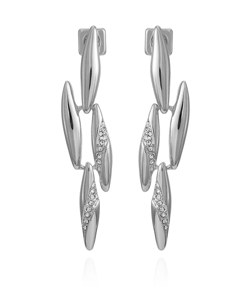 Vince Camuto Silver-Tone Glass Stone Chandelier Drop Earrings