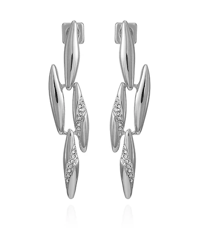 Vince Camuto Silver-Tone Glass Stone Chandelier Drop Earrings