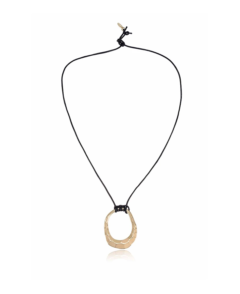 Ettika Hammered Golden Loop Pendant 18K Gold Plated Necklace