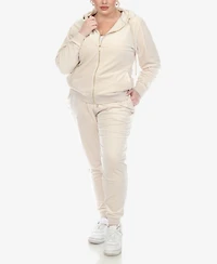 White Mark Plus Velour Tracksuit Loungewear 2pc Set