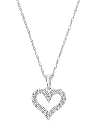 Diamond Open Heart Pendant Necklace (1/4 ct. t.w.) 14k White or Yellow Gold, 18" + 2" extender