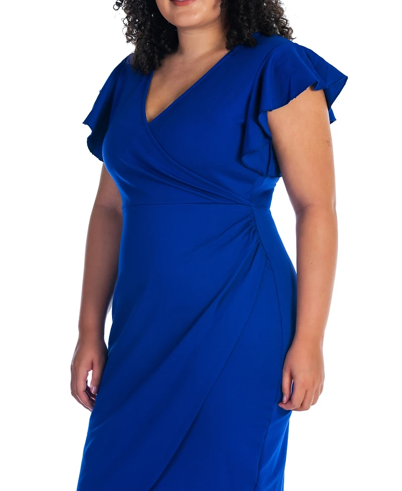 24seven Comfort Apparel Plus V-neck Knee Length Dress