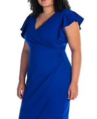 24seven Comfort Apparel Plus V-neck Knee Length Dress