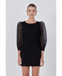 endless rose Women's Organza Blouson Mini Dress