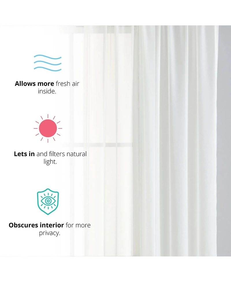 Hlc.me 2 Pack Sheer Voile Window Curtain Sheer Panels